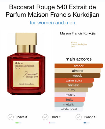 MFK Baccarat rouge extrait de parfums 540