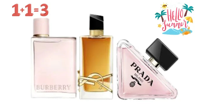 Pack Exclusive D'été : Prada paradoxe virtuel flower + Burberry her edp et Libre eau de parfum intense gratuite